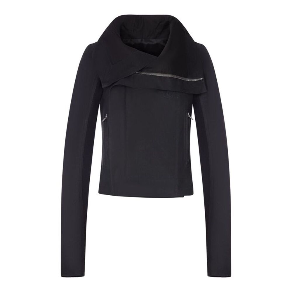 Rick Owens Women Biker Jacket With Wide Wrap Collar
